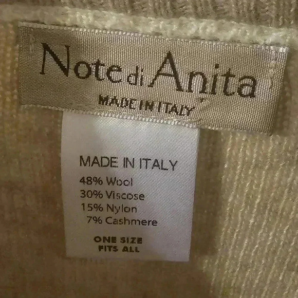 Note Di Anita Made In Italy Wool Cashmere Sweater Poncho One Size fits All - Picture 3 of 5
